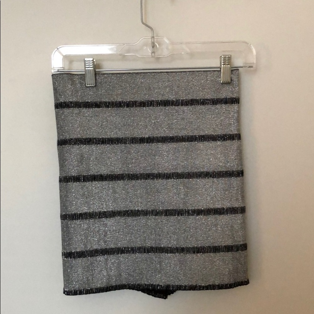 Silver metallic bandage miniskirt